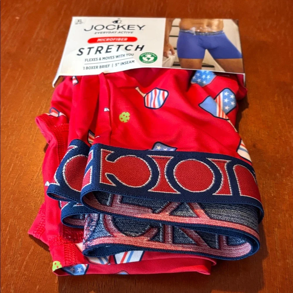 2 Pair Jockey Stretch Boxer Briefs Red Pickleball Paddles & Blue Popsicles NWT